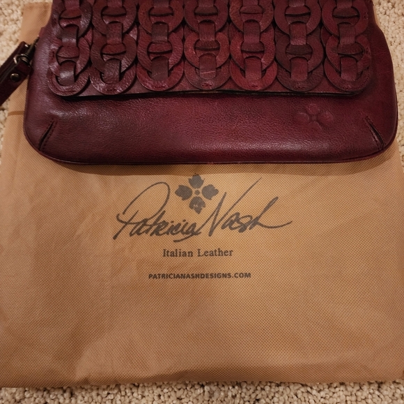 Patricia Nash Baku Leather Crossbody Clutch in Red / Pomegranate color - Picture 11 of 12